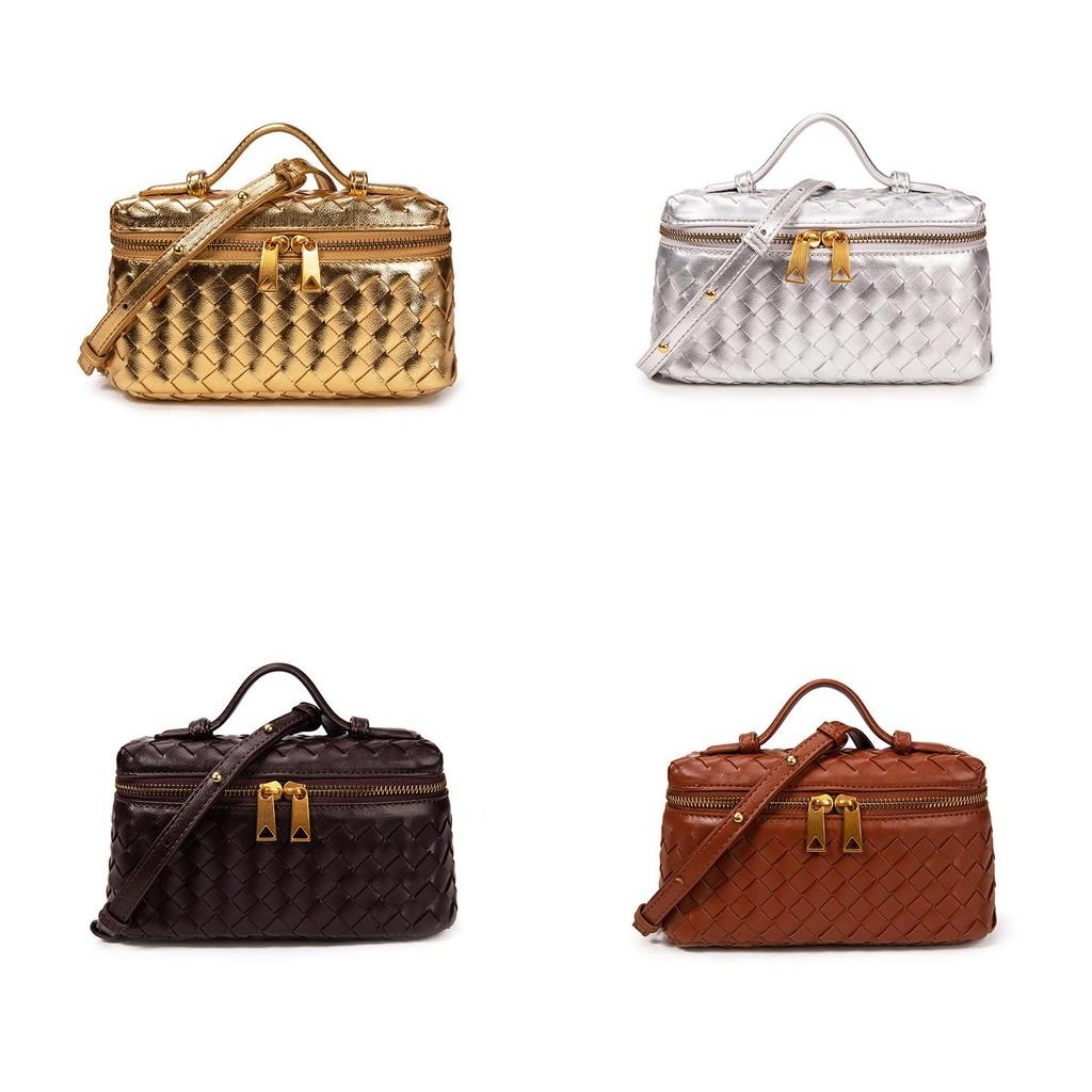 Borsa a Mano Intrecciata in PU Minimalista Piccola a Spalla/Crossbody per Stile Urbano