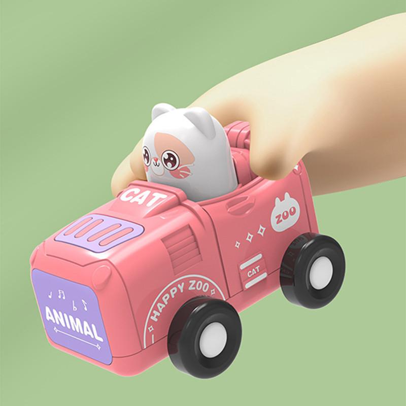 Children's Cartoon Animal Inertia Toy Car Pressing Engineering Vehicle Wholesale