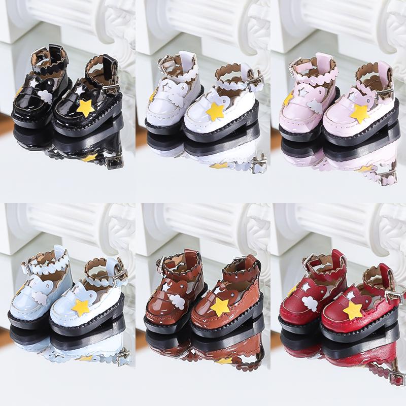 Perfect 2Pcs 1:12 OB11 Clouds and Stars Shoes Doll Classic Shoes Suit For Ob11 1/12 Bjd Detachable Doll Gsc DOD YMY Doll Accessories