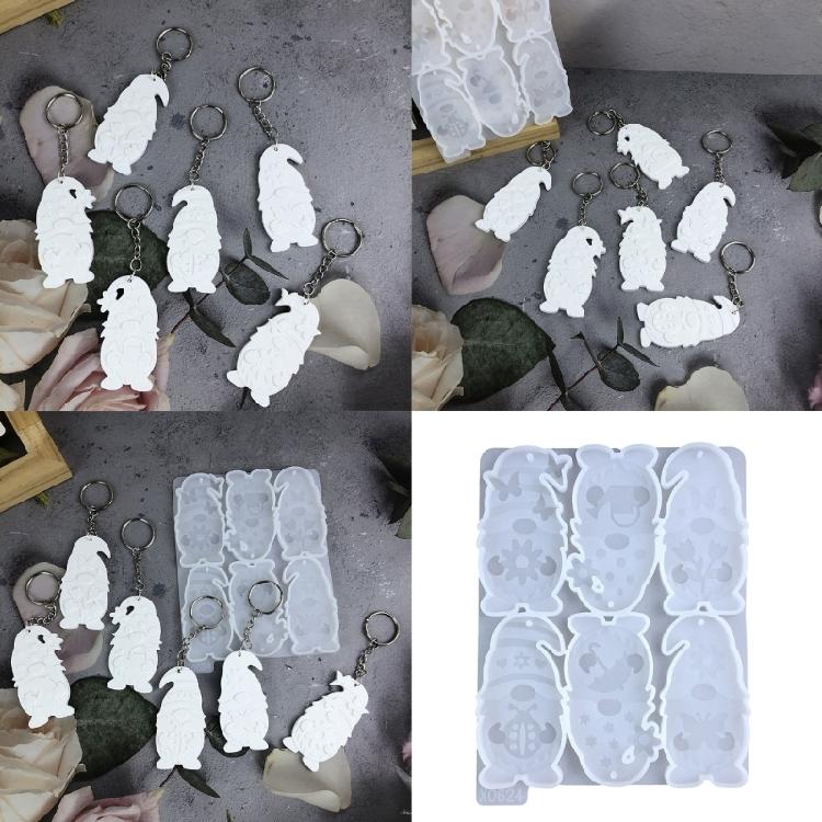 6 Cavity Keychains Molds Pendant Moulds Resin Molds Gnome Shape Jewelry Part Molds Silicone Texture for Crafting Pendant