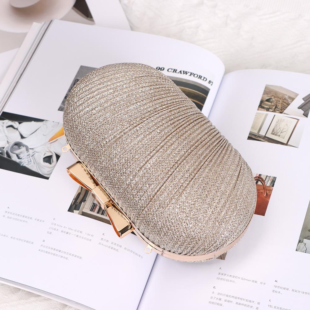 1PC Egg Shape Rhinestones Evening Bag Beaded Chain Purse Clutch Shoulder Bag Handbags Wedding Party Women's Luggage Bags