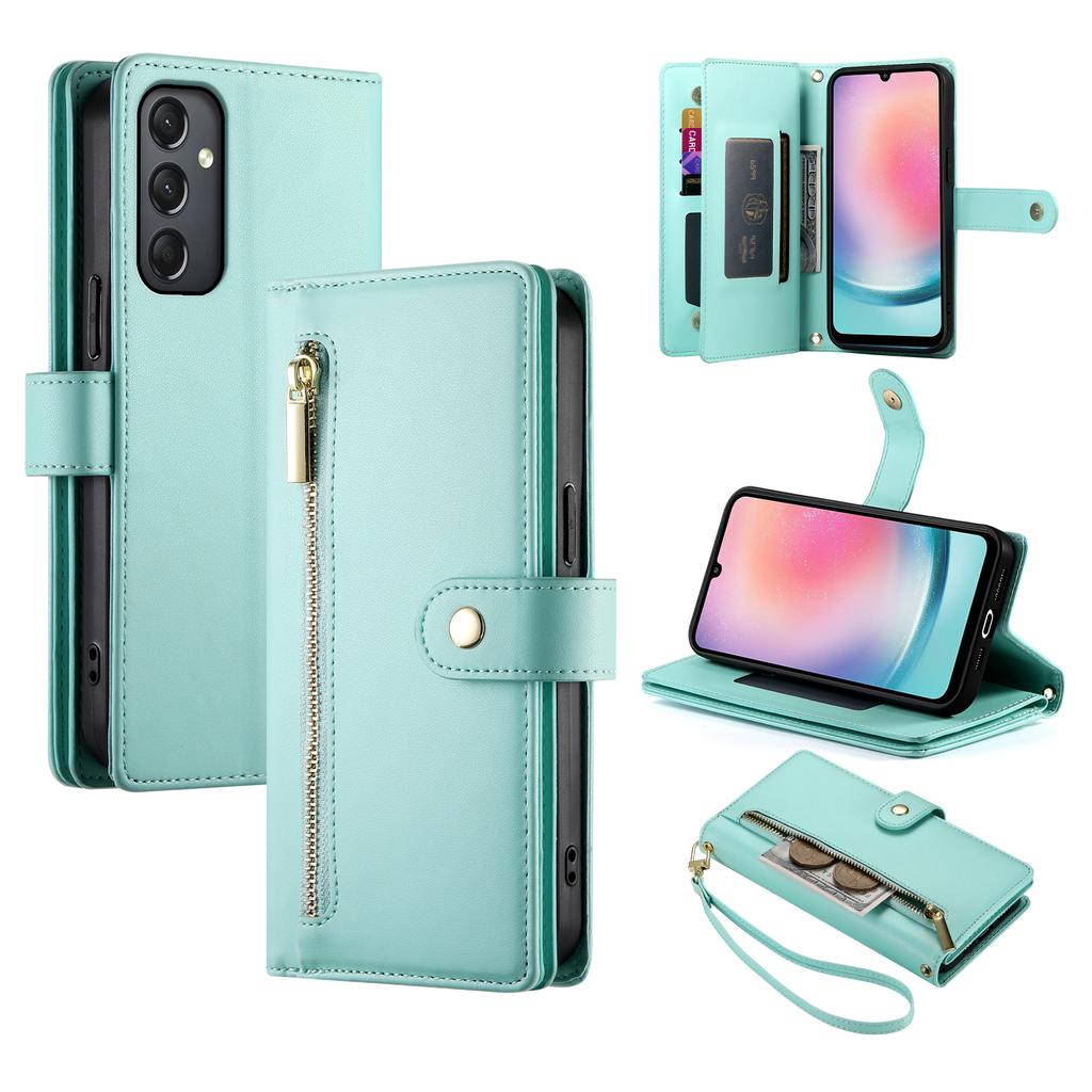 DF-011 For Samsung Galaxy A24 4G (162.1 X 77.6 X 8.3mm) Case Zipper Wallet Leather Phone Cover