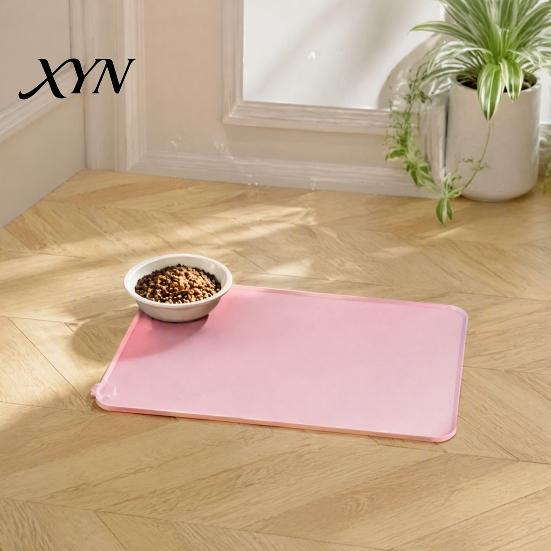 Non-slip Cat Bowl Tray Food Grade Silicone Pet Feeding Mat, Anti-Slip Dog Flexible Puppy Waterproof Insulation Pad for Kitten Easy Clean Mat