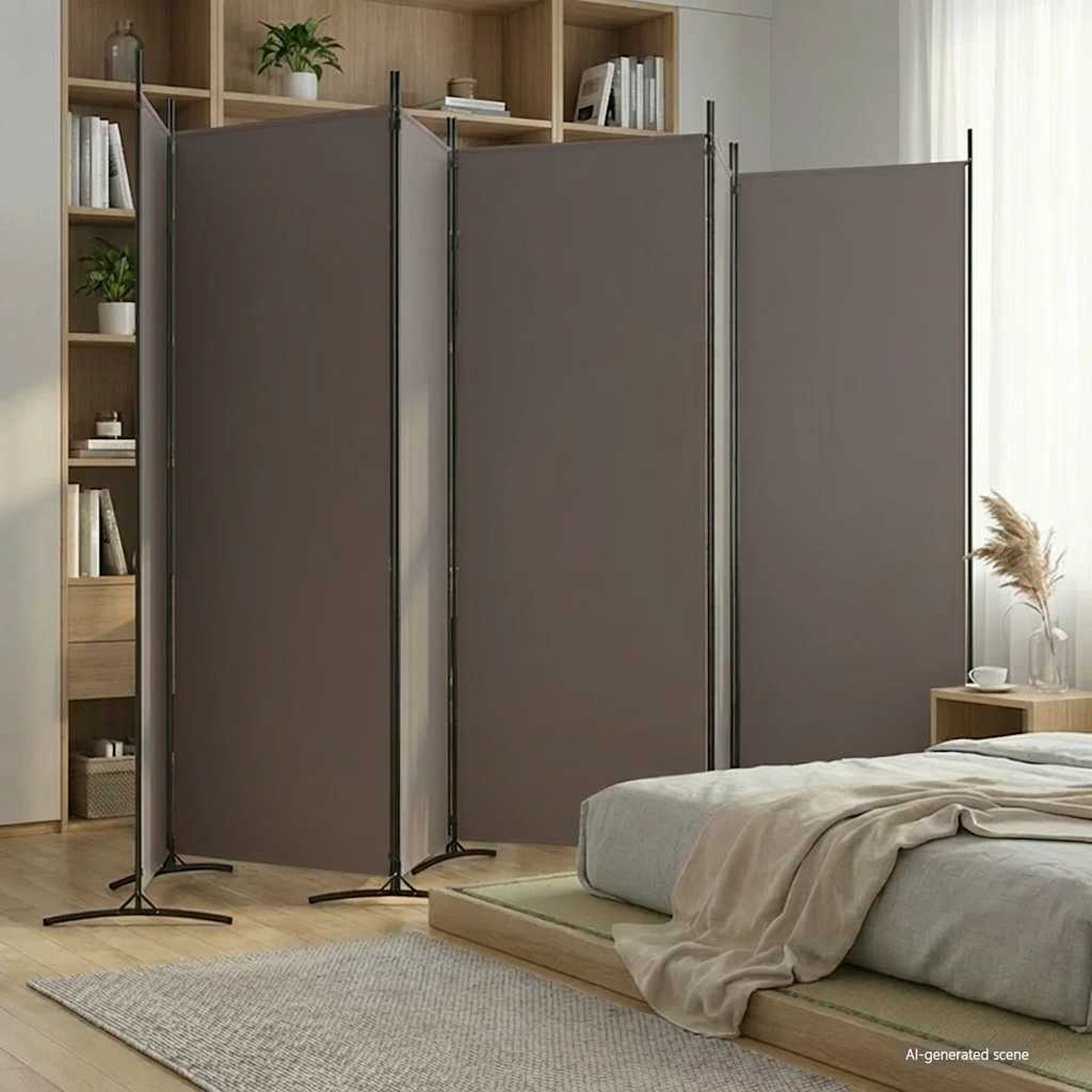 6 Piece Anthracite Folding Screen 520 X 180 Cm Fabric