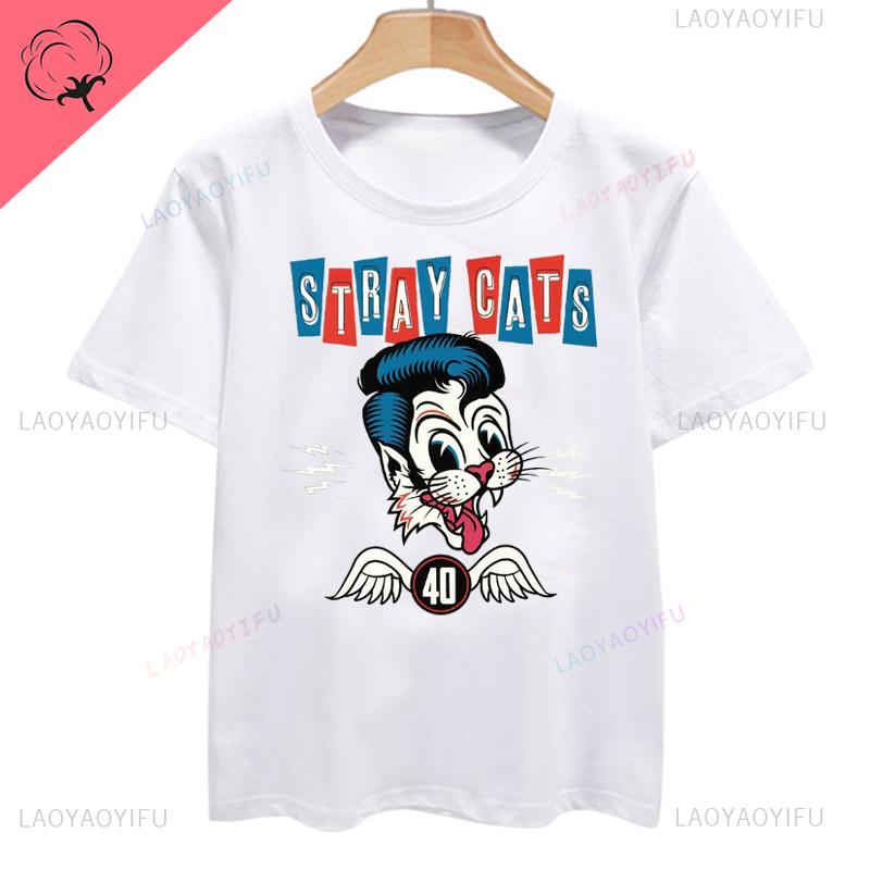 Classic Stray Cats Rock Tshirt American Rockabilly Band Fans Hipster Streetwear Fashion Breathable Boy Girl Unisex T Shirt Cotton