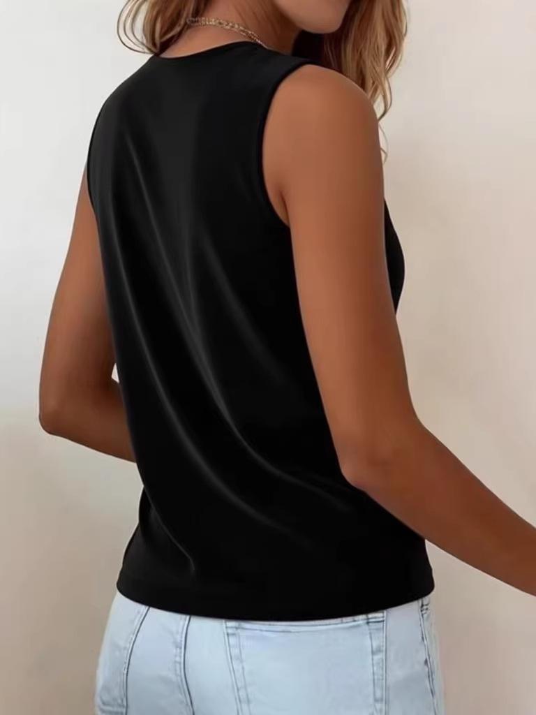 European & American Plus Size Velvet Mock Neck Sleeveless Women's Top 2026.