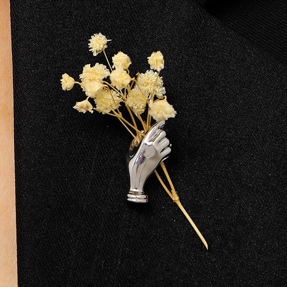 Französische Handförmige Corsage Brosche Kreatives Anzug Kleid Corsage Zubehör Premium Anzug Mantel Anstecker Geschenk