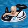 Kids Inflatable Killer Whale Pool Float with Safety Handle, Anti-Flip Toddler Swimming Seat Ring for 1-6Y Boys Girls