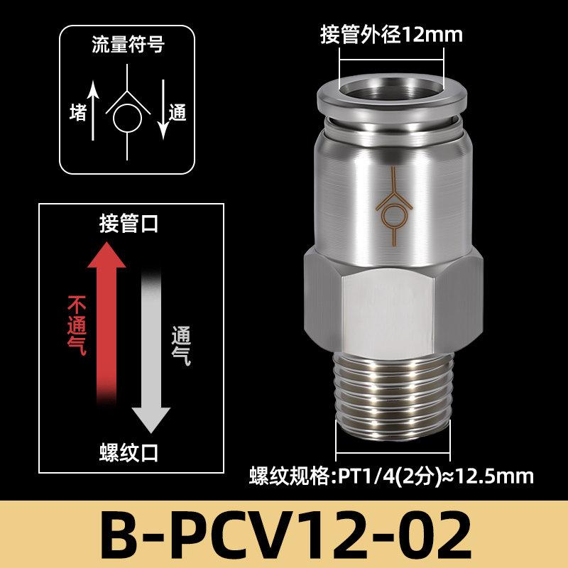 6 8 10 12 m Push in Connect 1/8“ 1/4" 3/8" 1/2" BSPT Male 304 Stainless Steel Pneumatic Air Non-return Check One Way Valve