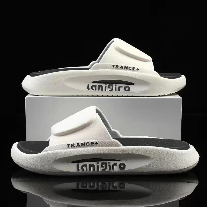 2024Men's Summer Pvc Soft Slippers Men  Outdoor Thicken Anti-Slip Beach Sandals Couples Bathroom Homeslides Flip Flops
