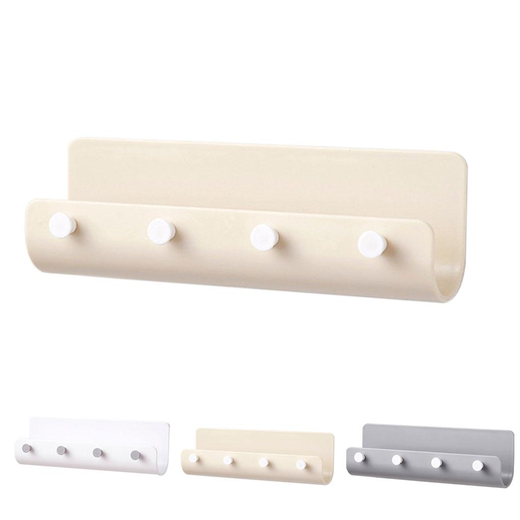 U-shaped Wall Hanging Hook Rack with 4 Hooks Bathroom Kitchen Hook Rack