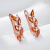 Shiny Red Natural Zircon Drop Earrings Women Fashion  Rose Gold Color High Quality Daily Fine Vintage Jewelry