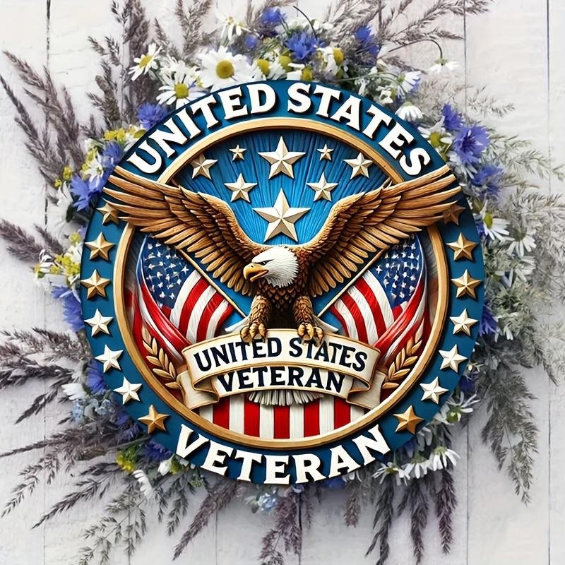 

Vintage United States Veteran Eagle Flag Retro Patriotic Design with D Relief Illustration Vibrant Red White Blue Finis 20x20cm(8x8inch)