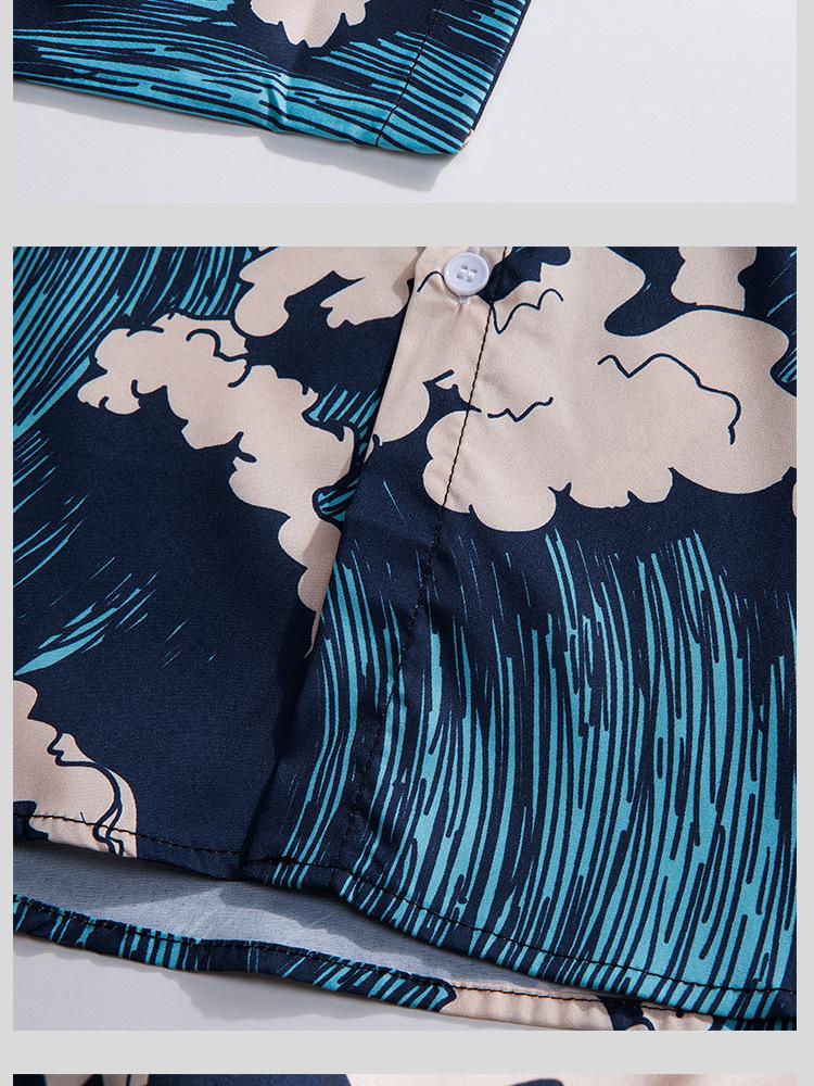 Hong Kong Style Men's Short-Sleeve Full Print Shirt - Trendy, Loose Fit, Korean Inspired Five-Point Sleeve