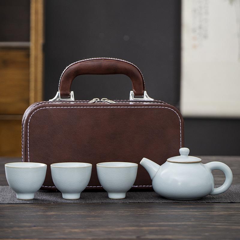 Simple travel tea set Portable outdoor kung fu tea set Ceramic tea set Business express cup gift
