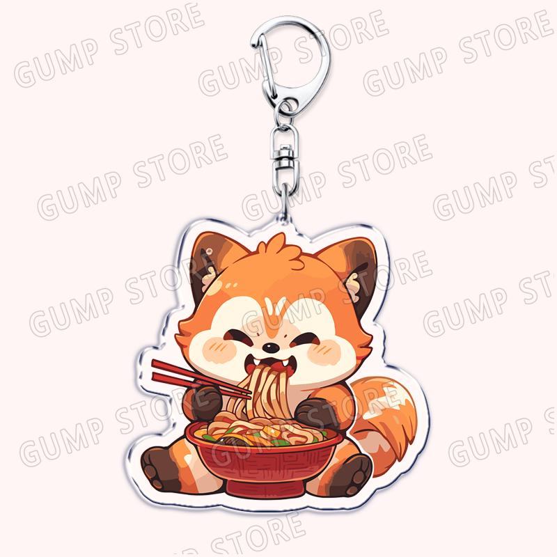 Hot Red Panda Eating Ramen Keychains for Accessories Cant Hear You Im Gaming Keyrings Jewelry Fans Friends Gifts