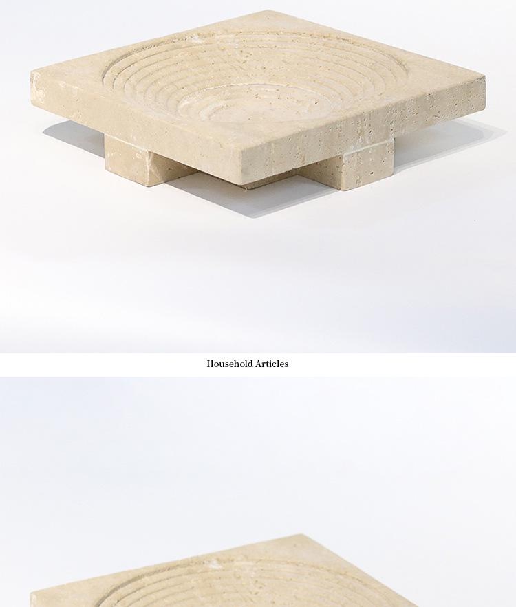 Wabi-Sabi Faux Stone Square Tray: Creative Carved Pattern for Incense, Coffee Table, or Fruit Bowl.