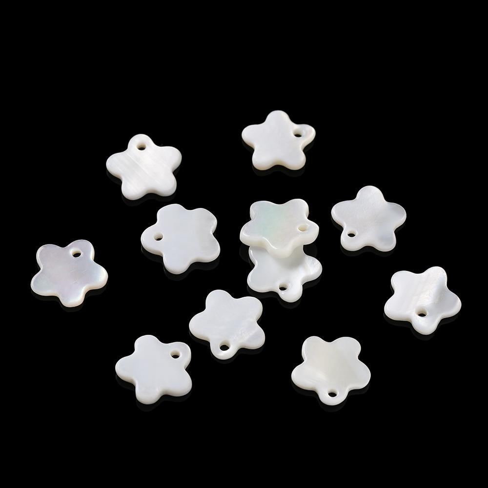 10pcs Natural Pearl Shell Pendant Heart Star Shaped Artificial Pearl Shell Charms for DIY Necklaces Jewelry Making Accessories