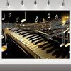 2D Plane, 1-piece Design, Dark Black Gold Music-themed Background, Suitable for Weddings, Birthdays, and Photo Booths