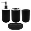 Organizzatori da Bagno Contemporanei Set da 4 Pezzi in Plastica Portaspazzolino Dispenser di Sapone Vassoio con Design Moderno Bianco