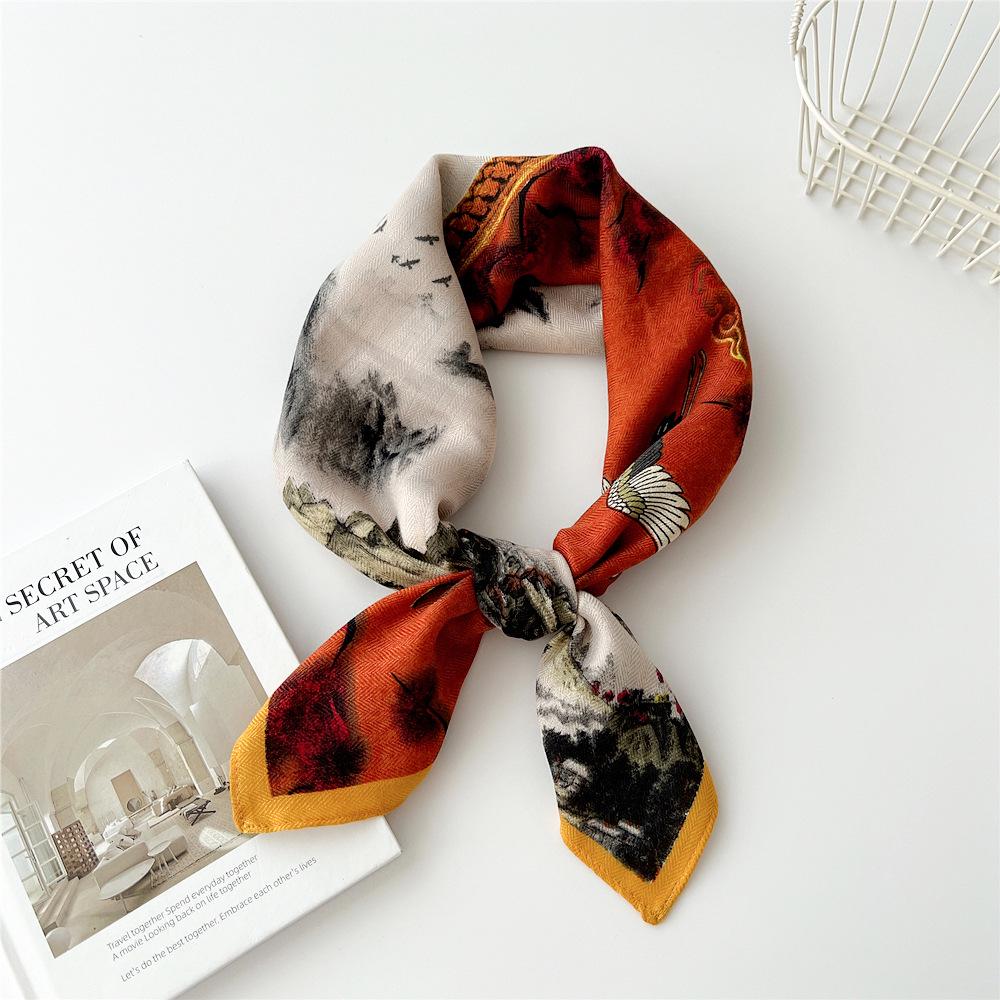 Versatile Women's Silk Cotton Linen Scarf: Fashionable Square Neck Accessory for Spring to Autumn