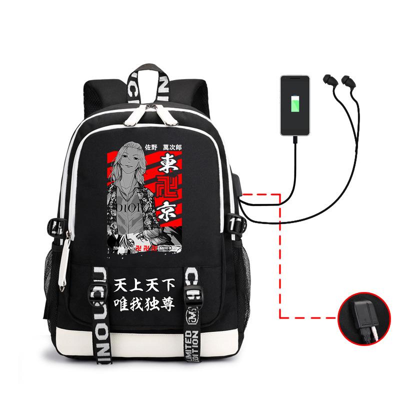 Anime, Avengers, Sano Manjiro Trend Backpack Usb Large Capacity Backpack