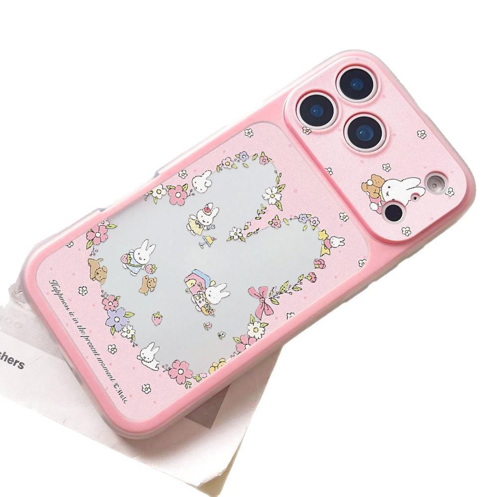 Applicable To iPhone17promax Pink Floral Miffy Rabbit 2-in-1 Mobile Phone Case Apple 16 Niche 15 Generation