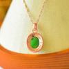 Hotan Jade S925 Silver Inlaid Jasper Egg Face Pendant for Women