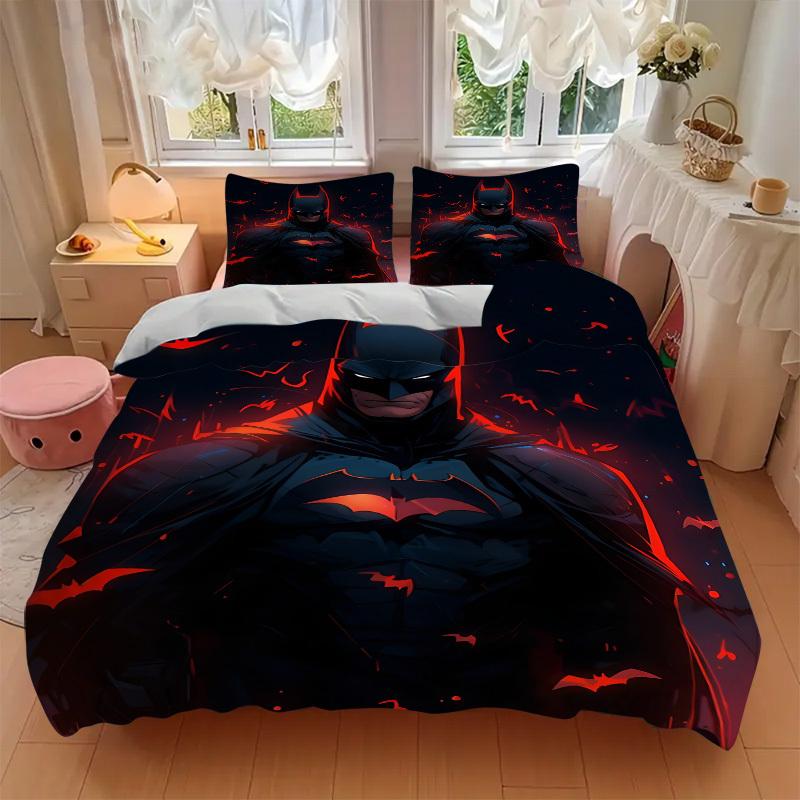 3pcs Batman Bedding Set, Soft Polyester Duvet Cover and Pillowcases Machine Washable Seasons all suitable & Guest Room Decor261