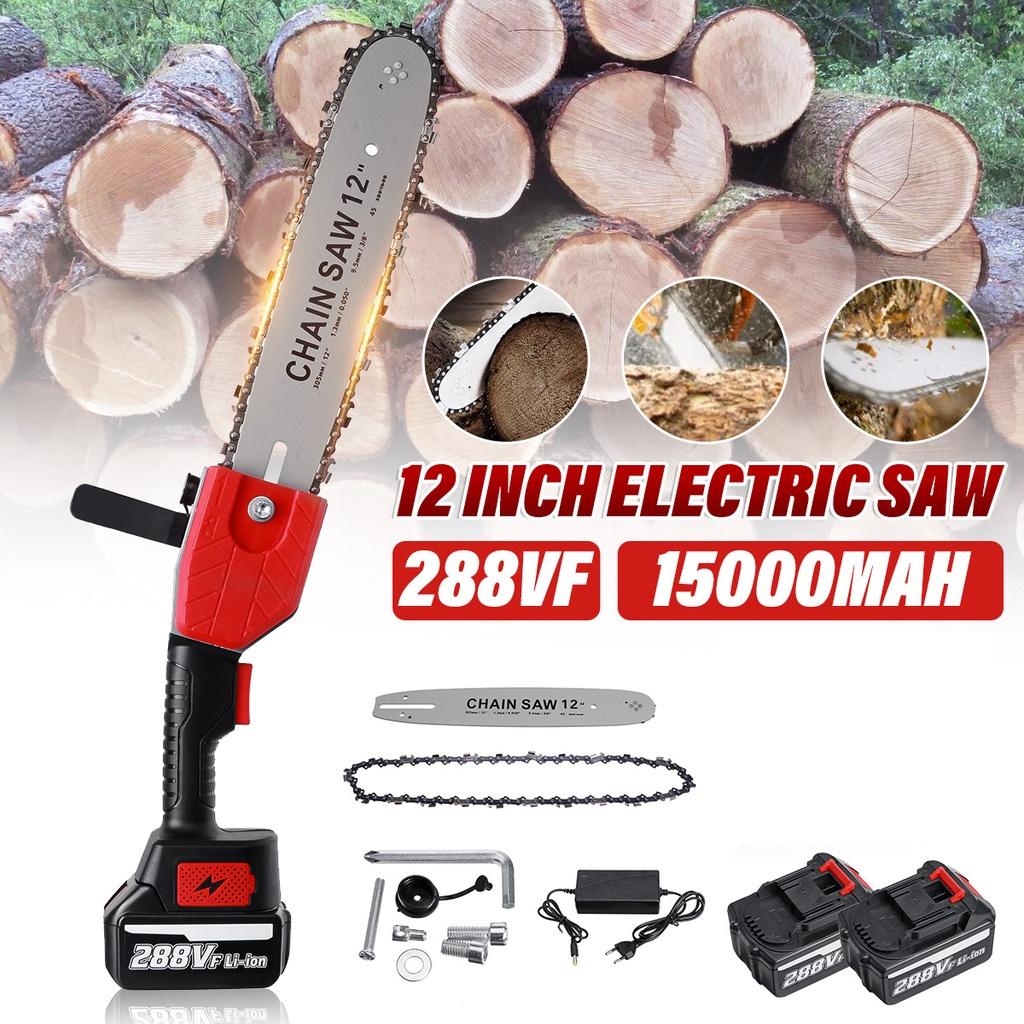 12 Inches Electric Saw Chainsaw with 2x15000mAh Battery Brushless Motor Rechargeable Wood Cutter For Battery 288VF