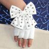 Leather Lolita JK Big Bow Rivet Dancing Gloves Women Gloves Korean Anime Mittens Half Finger Gloves
