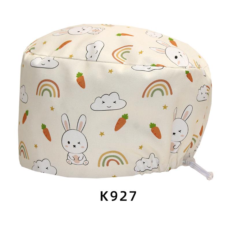 Cartoon Printed Nursing Caps Men Women Medical Hats Adjustable Long Hair Pet Dental Clinic Doctors Scrub Hat
