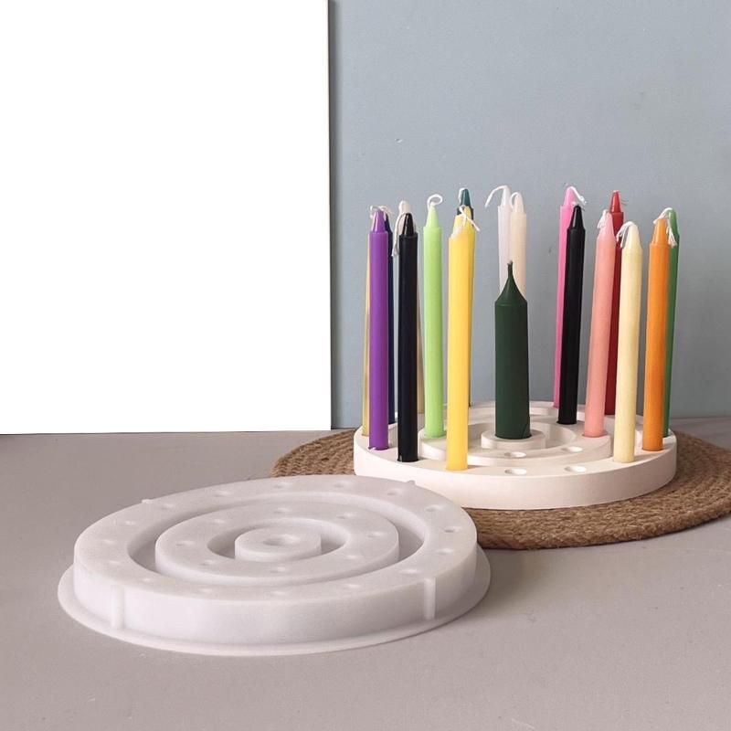 Multi Hole Circular Shape Silicone Candle Holder Molds Easy Demolding For Epoxy Resin Candlestick Plate Home Decoration