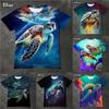 Colorful Sea Turtle Ocean Coral Underwater World 3D All Over Print Short Sleeve T-Shirt Casual Top