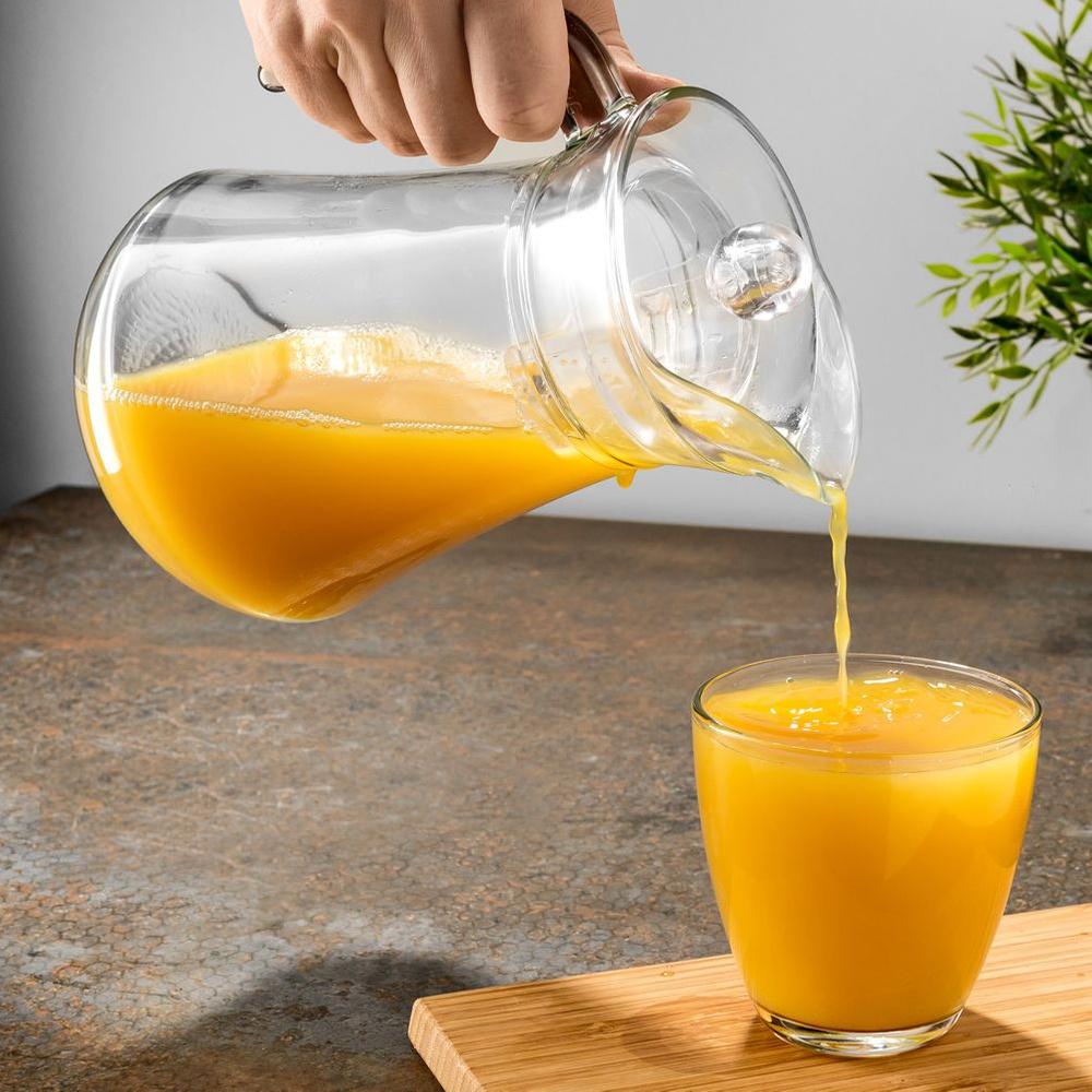 Glass Jug For Drinks With Handle And Lid, Set Of 2, 2X1.4 L
