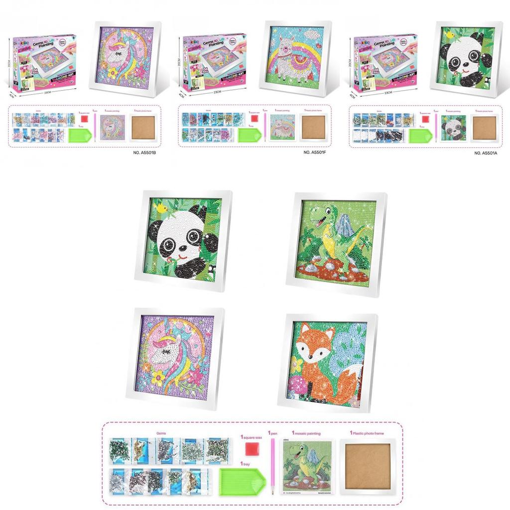 Childrens Craft Rhinestone Dotting Set With Frame Plastic Material For Toddler Art Activities