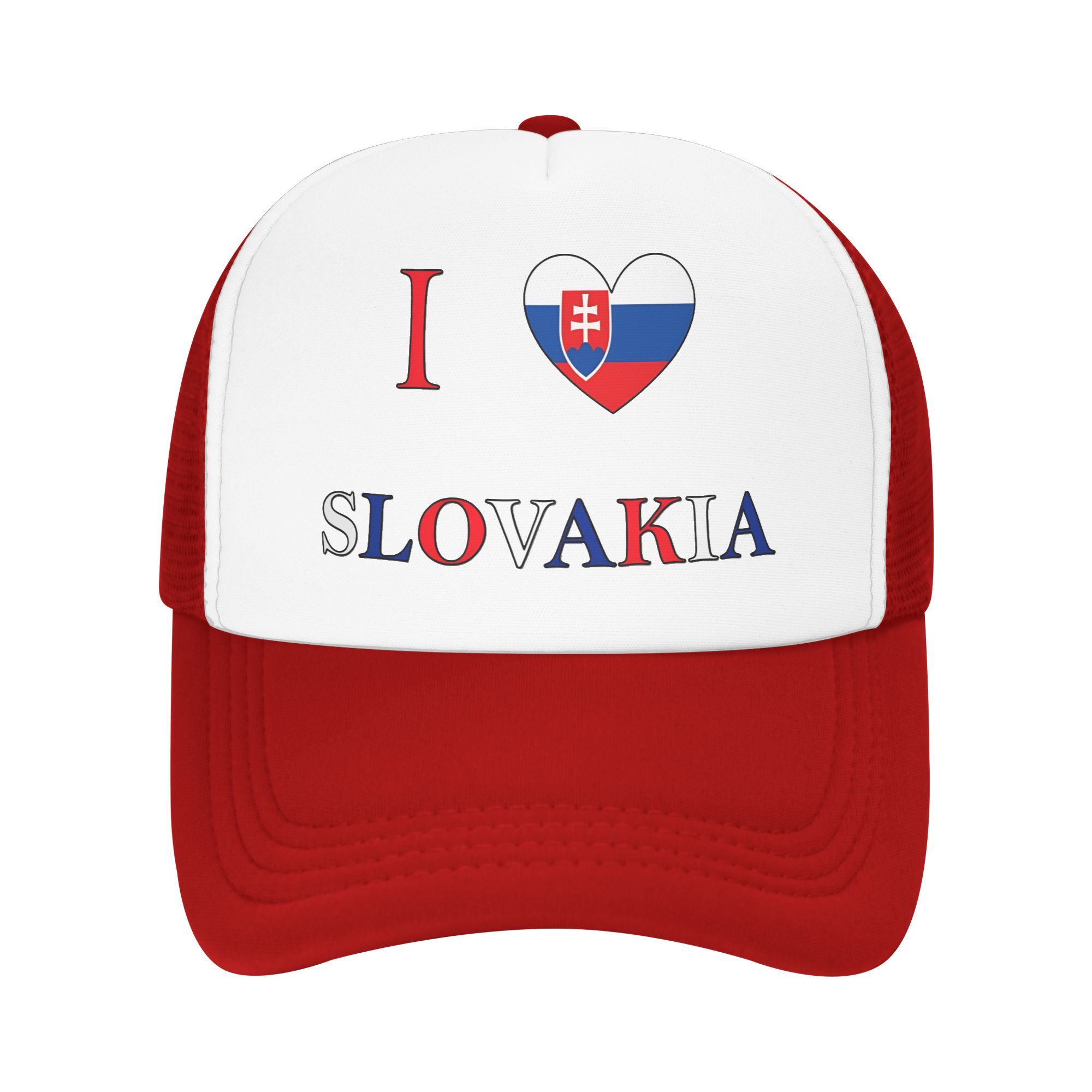 I Love Slovakia Sun Hats Trendy Unisex Unisex Mesh Trucker Hat Sunscreen Design Outdoor Gym Snapback Cap Gift One Size