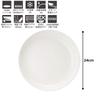 TAMAKI Fortemore White Plate, 24.3cm Diameter X 3cm Height, Microwave, Dishwasher, and Oven Safe, Lightweight Reinforced Porcelain, T-661888