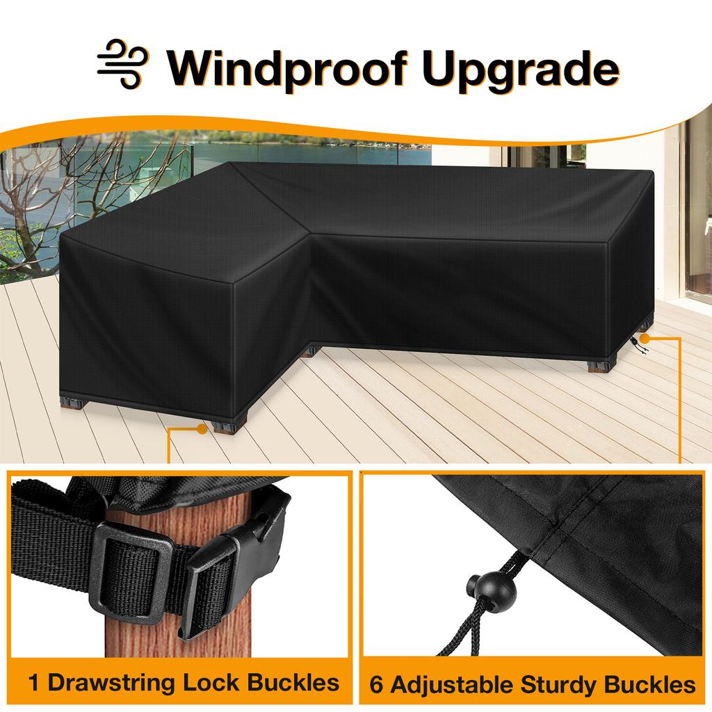 Outdoor Patio Garden Furniture Cover L-Shaped Heavy Duty Waterproof Rain Snow Chair Couch covers for Sofa Table Dust Proof Cover