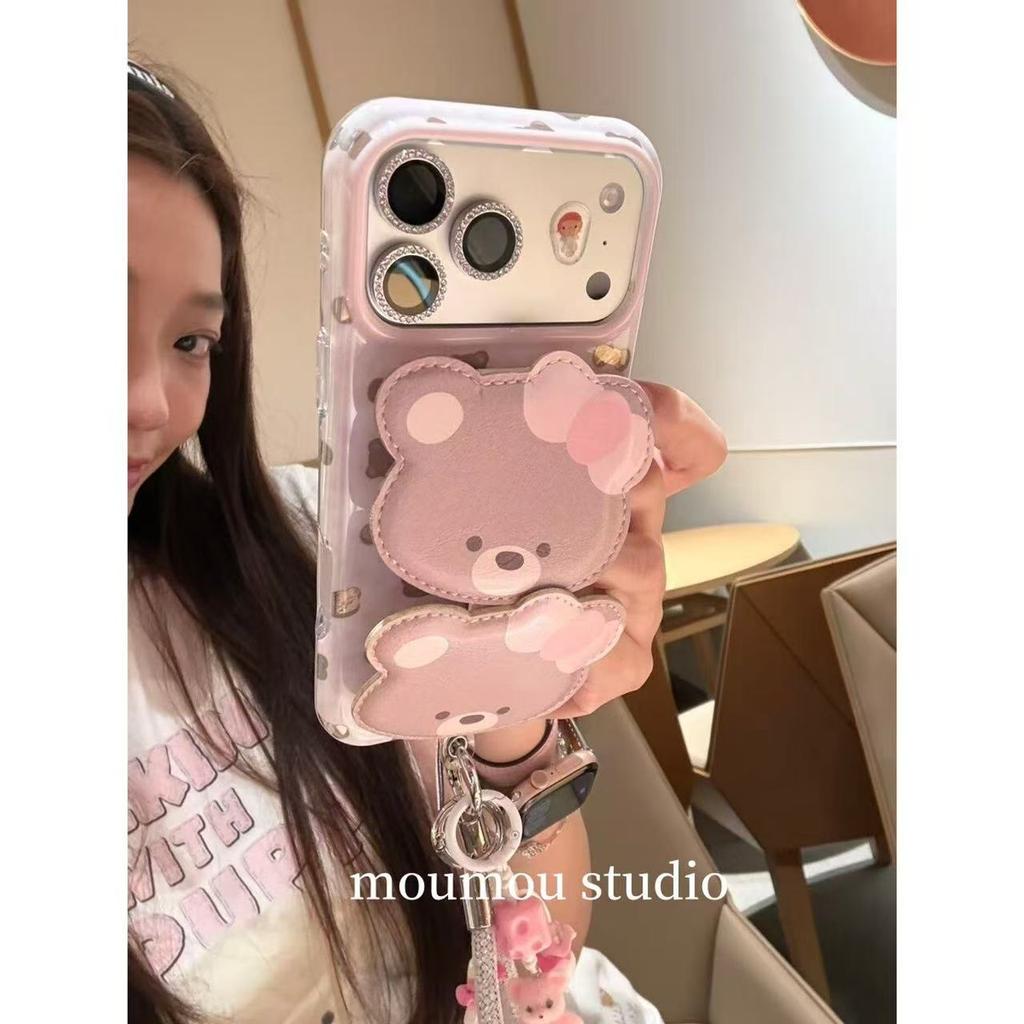 Ins Korean Cute Bear Wrist Strap for Apple iPhone17promax Mobile Phone Case 16pro Female 15