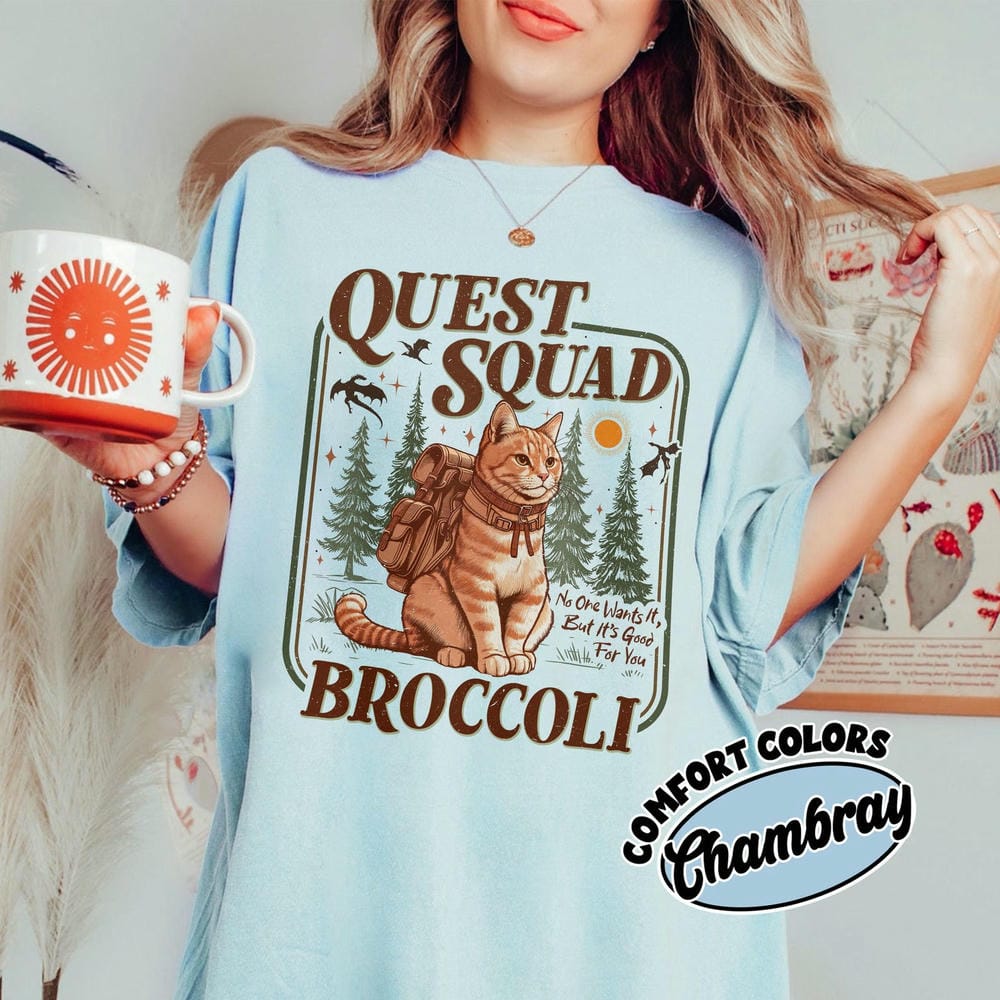 Onyx Storm Quest Squad Broccoli Comfort Shirt Fantasy Fourth Wing Dragon Rider Bookish Unisex Shirt Funny Sweatshirt Streetwear