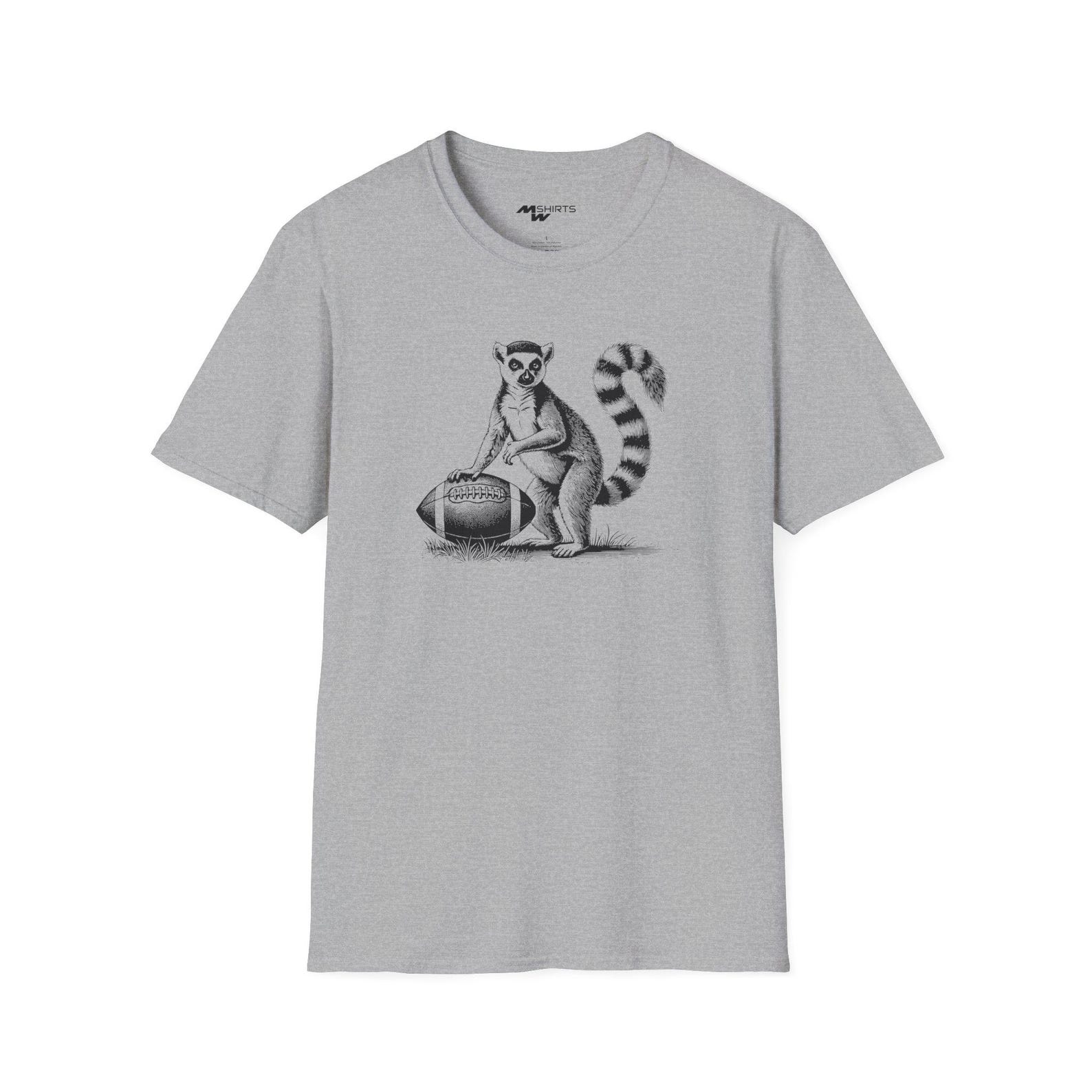 Football Lemur/ Engraving-Style T-Shirt/ Unisex Softstyle T-Shirt XL