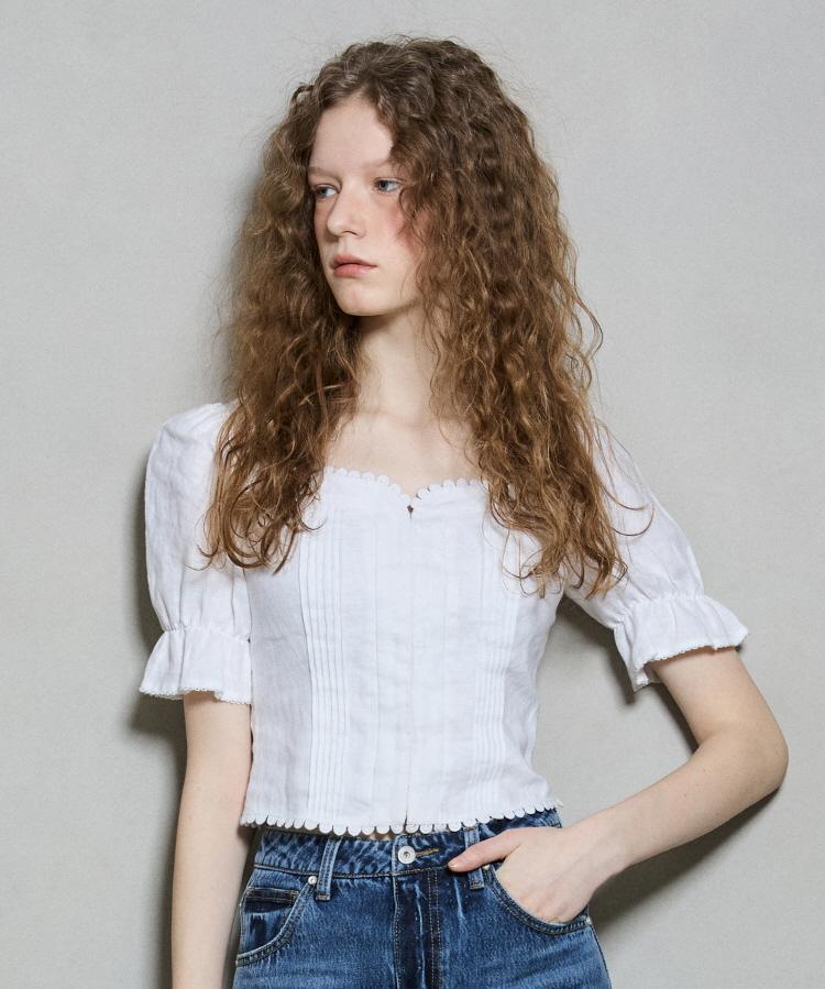 Burkeru Women S Linen Bustier Blouse Off White Off White/Off White_Xs