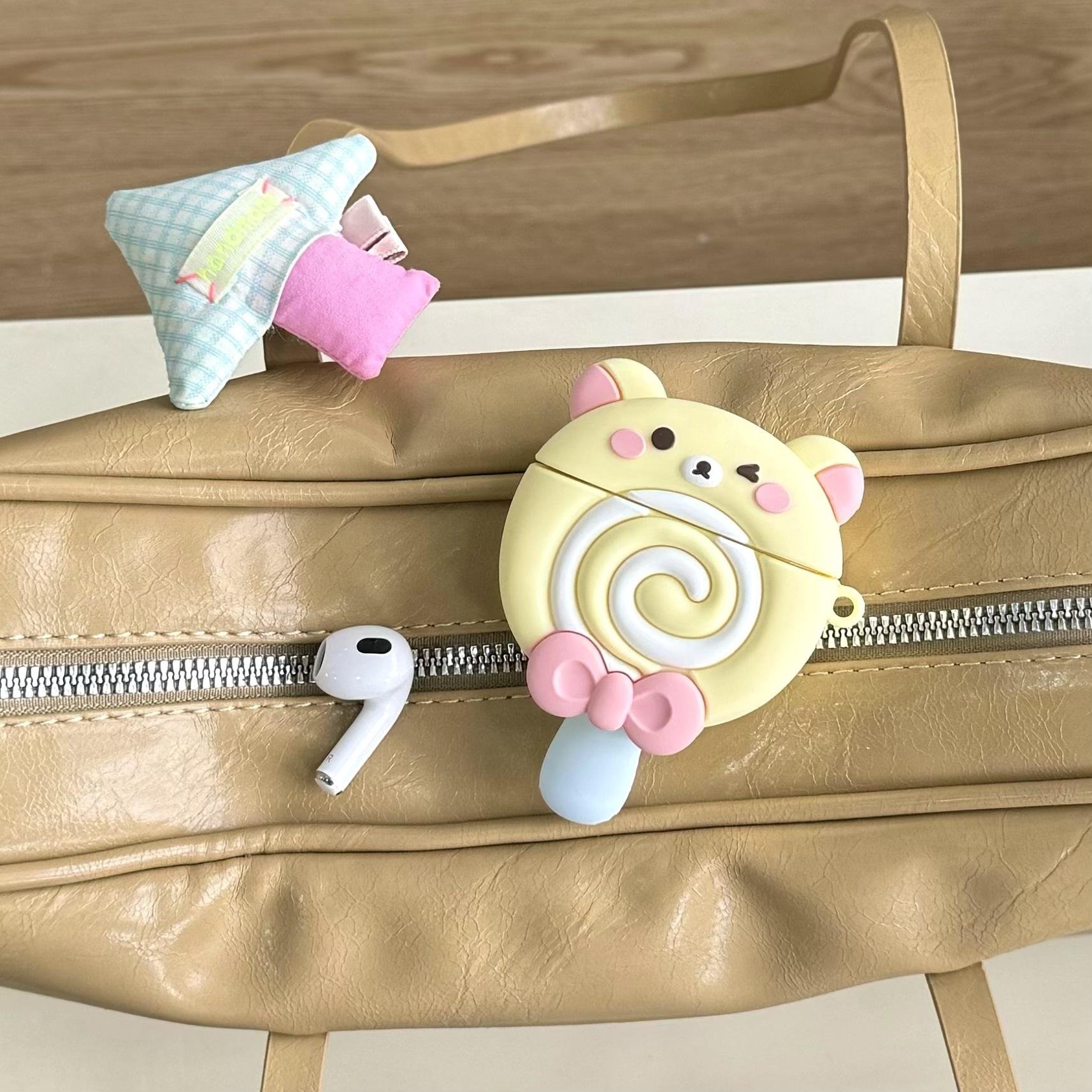 Cute cartoon bear lollipop suitable for AirPods 1st generation earphone case New 1st generation silicone 1/1st generation pro1 Airpods 1/2 generation