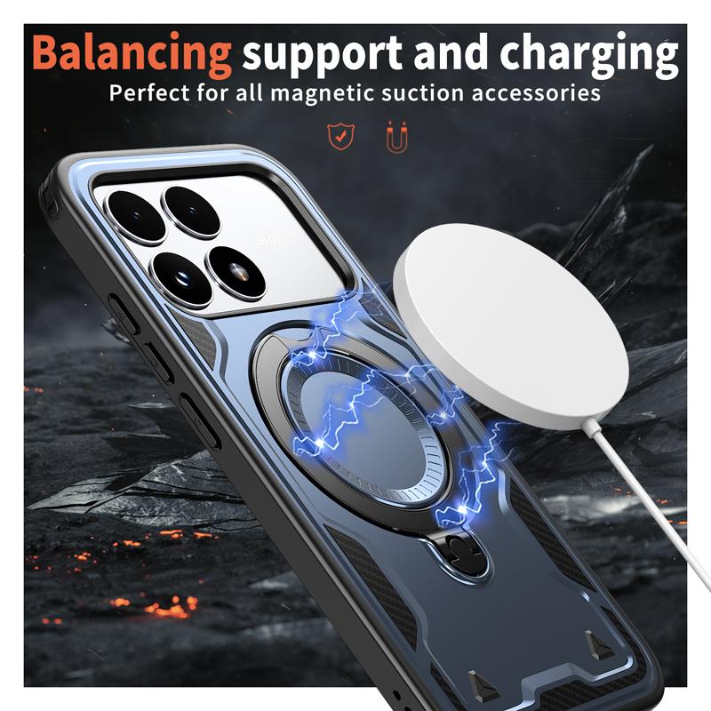 For Xiaomi POCO F8 Ultra F8 Pro Case Military Drop-proof Hard PC+TPU 360° Adjustable Ring Back Stand Cover for Poco F 8 Pro