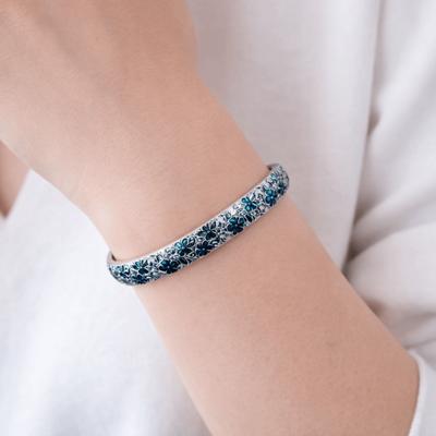 Vintage Flower Enamel Bracelet Classic Traditional Chinese Cloisonne Bracelet Open Fresh Glossy Women's Hand Bracelet Women