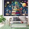 2D Stars and Books Kids Backdrop, 2D Reading To Space Decor