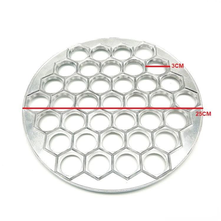 Pelmeni Dumpling Mold Metal 37 Hole Pastry Press with Wooden Handle Double Wheel Pasta Cutter for Ravioli and Dumplings