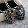 Viking Style Triangle Bear Claw Pendant Mens Titanium Steel Necklace