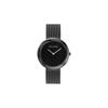 Fashion Series Watch Quartz Movement Gold Plated Steel Bracelet Black Dial Double Hands Spiral Bezel Milanese Woven Strap 25200015